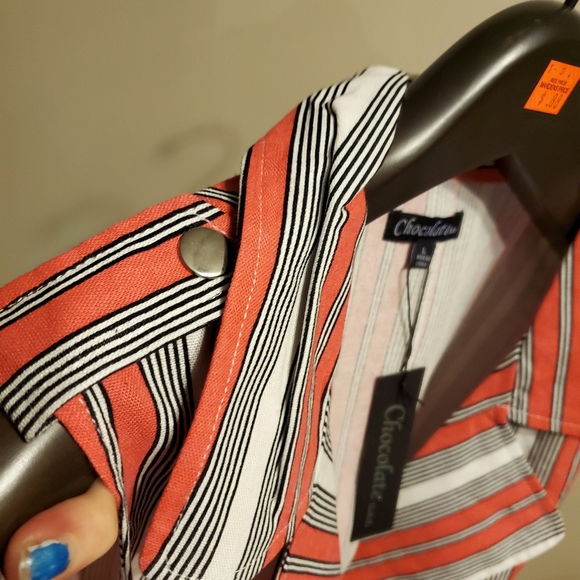 Nwt -Mauve or Beige Long Striped Vest with belt - Picture 10 of 12